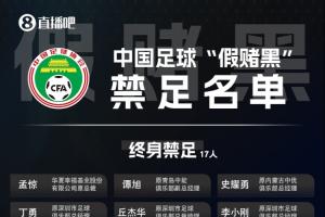 足壇假賭黑第三批處罰名單：丁勇、曹陽、陳俊吉等17人終身禁足！