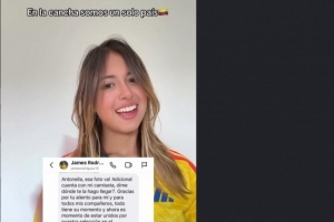 J羅私信回復(fù)哥倫比亞美女球迷：送你件我的球衣 謝謝對我們的支持
