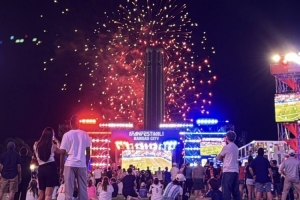 美國隊世界杯首戰大勝，堪薩斯城球迷慶典燃放煙花慶祝