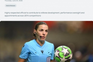 官方：歐足聯任命女裁判斯蒂芬妮·弗拉帕爾為裁判委員會裁判官