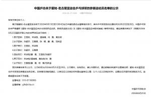 中國乒協公示亞運會參賽名單：樊振東無緣！王楚欽、孫穎莎領銜