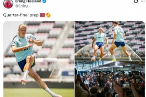能否再創歷史，哈蘭德社媒曬訓練照：8強戰備戰中！