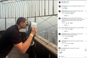 卡西曬照在帝國大廈頂樓看阿根廷熱身，預測決賽西班牙2-1阿根廷
