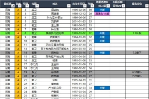 河南隊、大連英博、深圳新鵬城2026中超聯賽報名名單（夏窗后）