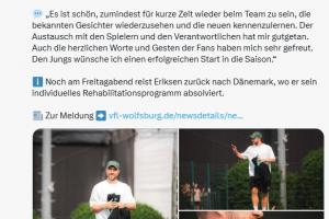兩次比賽中暈厥！埃里克森回狼堡探訪隊(duì)友，球迷留言：別再踢球了