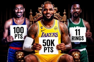 美媒曬NBA不可打破紀錄：詹姆斯5萬分 拉塞爾11冠&大帥單場100分