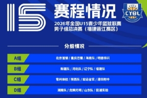 賽程公布｜2026年全國U15青少年籃球聯賽 男子組總決賽