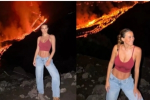 意媒：卡里烏斯妻子曬火山徒步照片，被批缺乏安全意識(shí)+著裝不當(dāng)