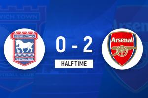 半場-阿森納暫2-0伊普斯維奇 道曼破門馬杜埃凱建功