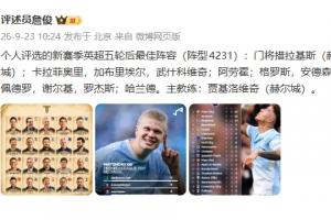已賽5輪！詹俊評英超最佳陣：曼城3人 阿森納、切爾西、赫爾城2人