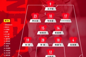 楊明洋、鐘義浩、李揚、布尼亞明均是首次代表國足出場A級賽