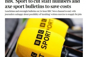 泰晤士報：為節約成本，BBC將進一步減少播出體育節目并裁員