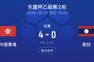 東盟杯-中國香港隊4-0大勝老撾隊，孫銘謙傳射安永佳破門